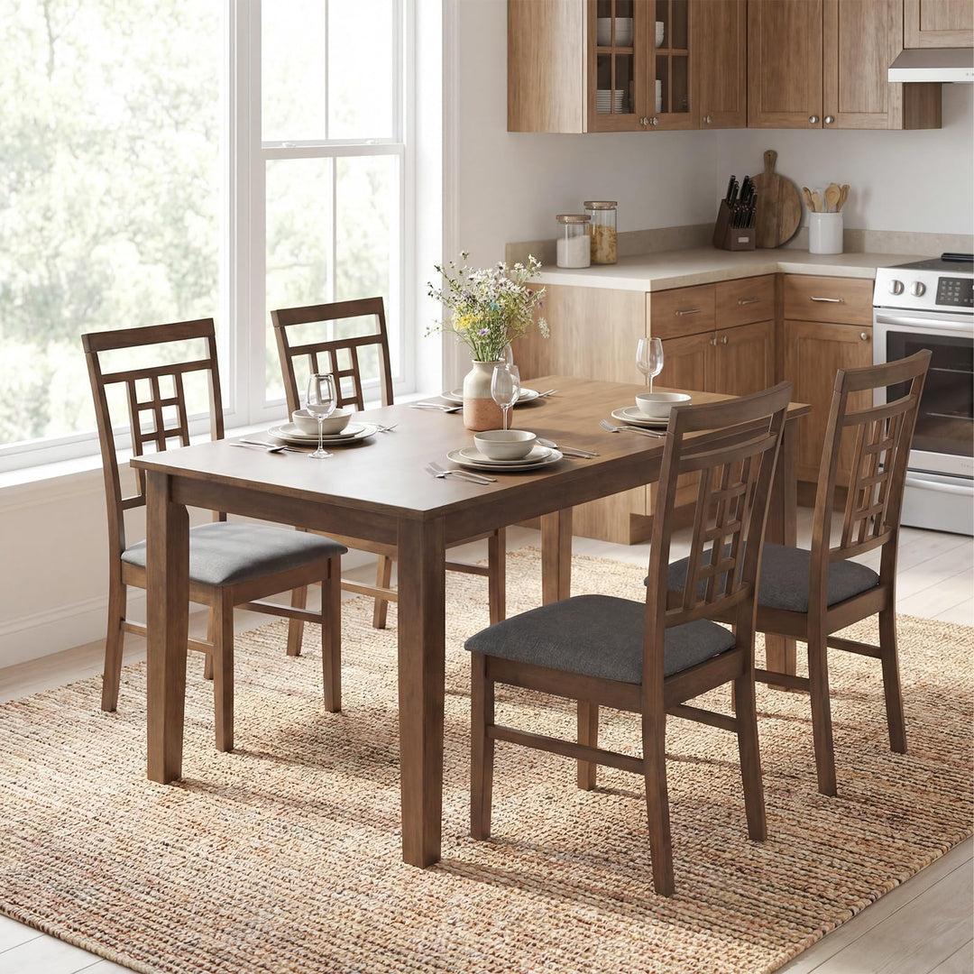 Giantex Farmhouse Kitchen Chairs with Upholstered Cushioned Seat and Lattice Back