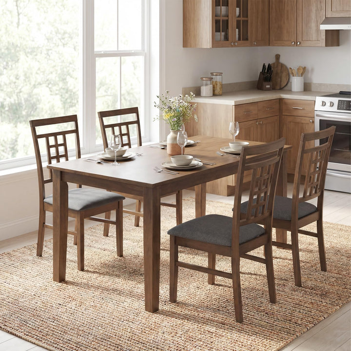 Giantex Farmhouse Kitchen Chairs with Upholstered Cushioned Seat and Lattice Back