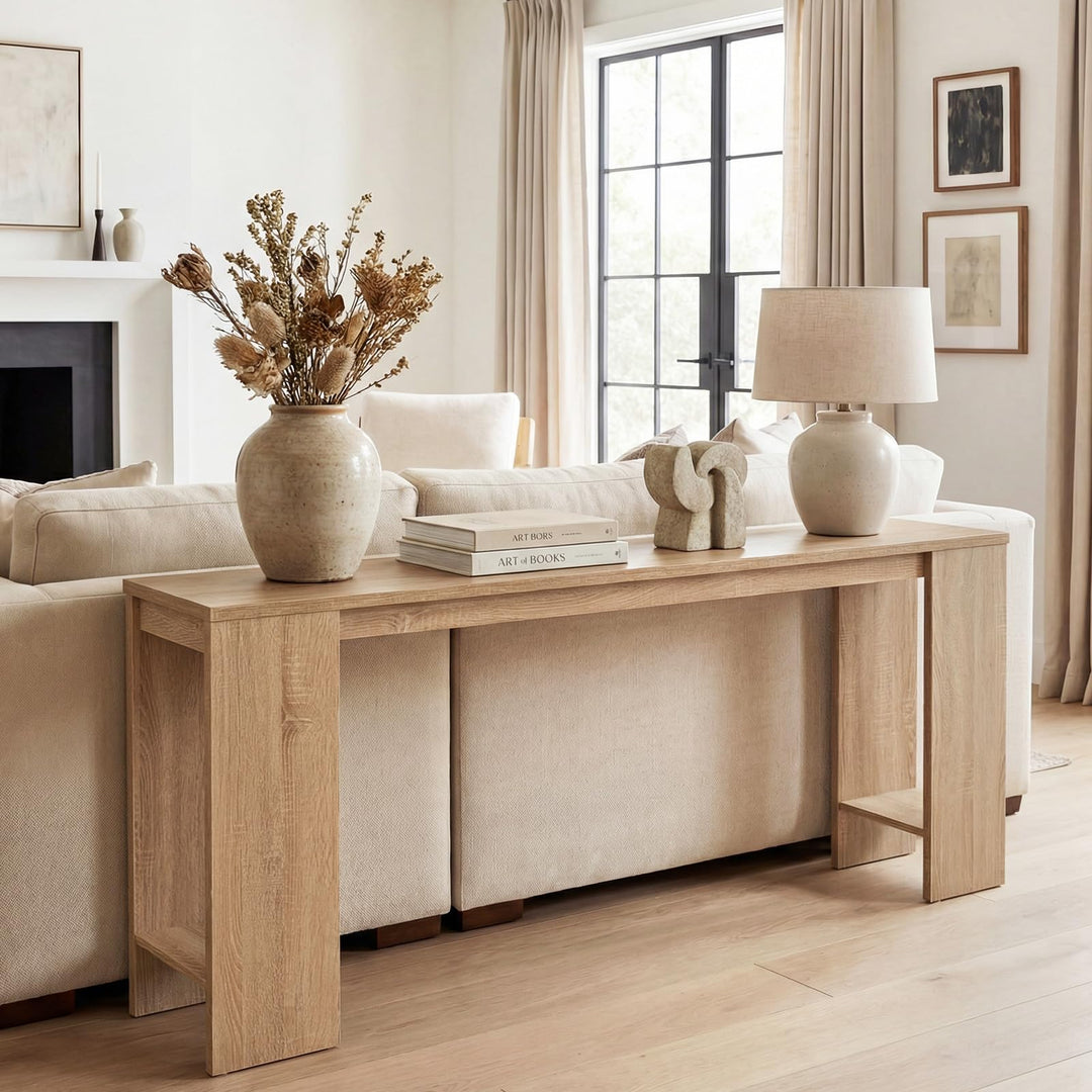 Giantex 71" Farmhouse Console Table | Narrow Long Entryway Table Behind Couch