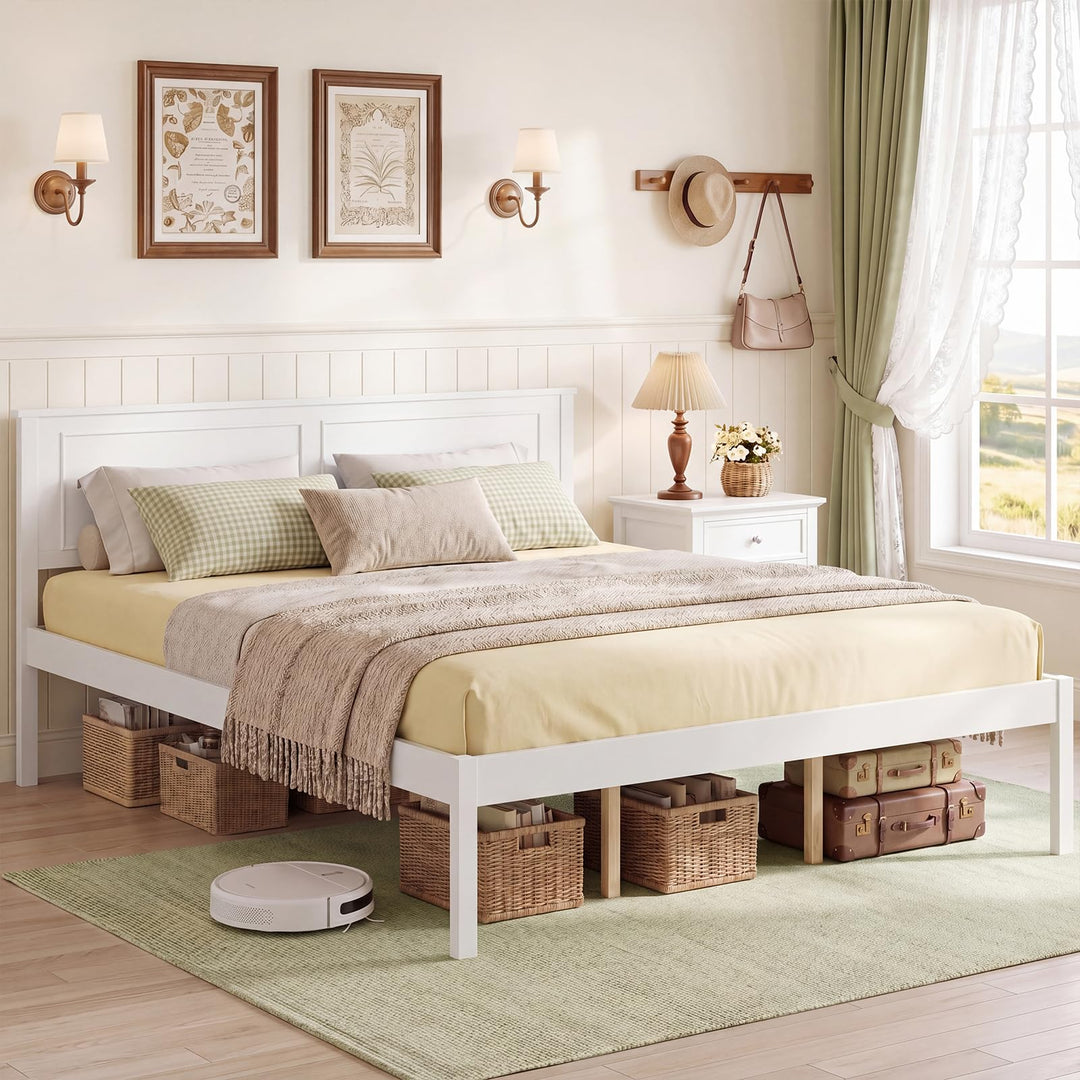 Giantex Wood Queen/Full/Twin Size Bed Frame with Wooden Slat Support