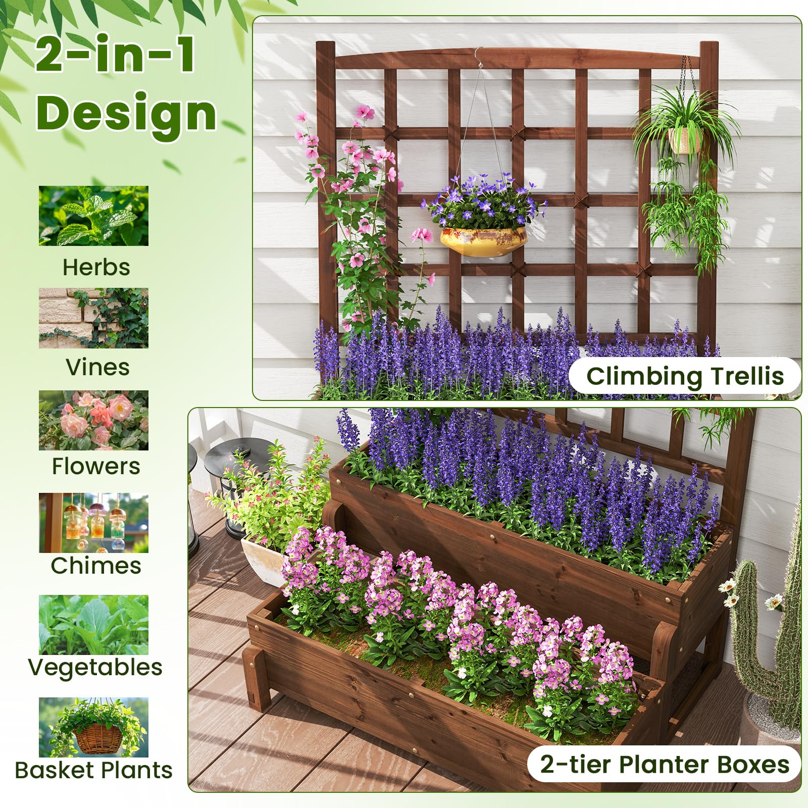 Giantex Raised Garden Bed with Legs and Trellis