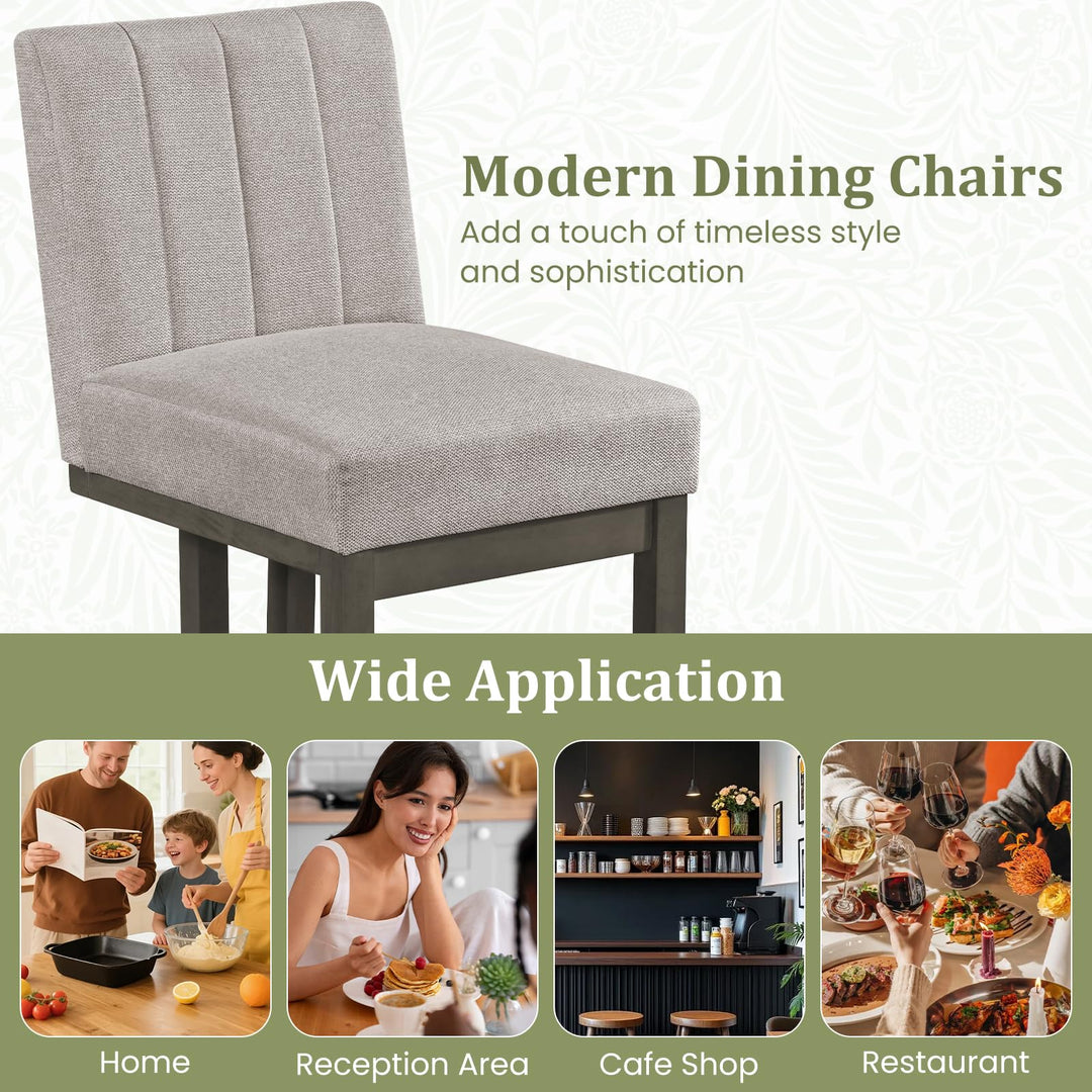 Giantex Farmhouse Fabric Upholstered Kitchen Chairs with 5.5" Thickened Padded Seat