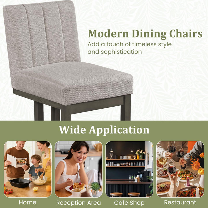 Giantex Farmhouse Fabric Upholstered Kitchen Chairs with 5.5" Thickened Padded Seat