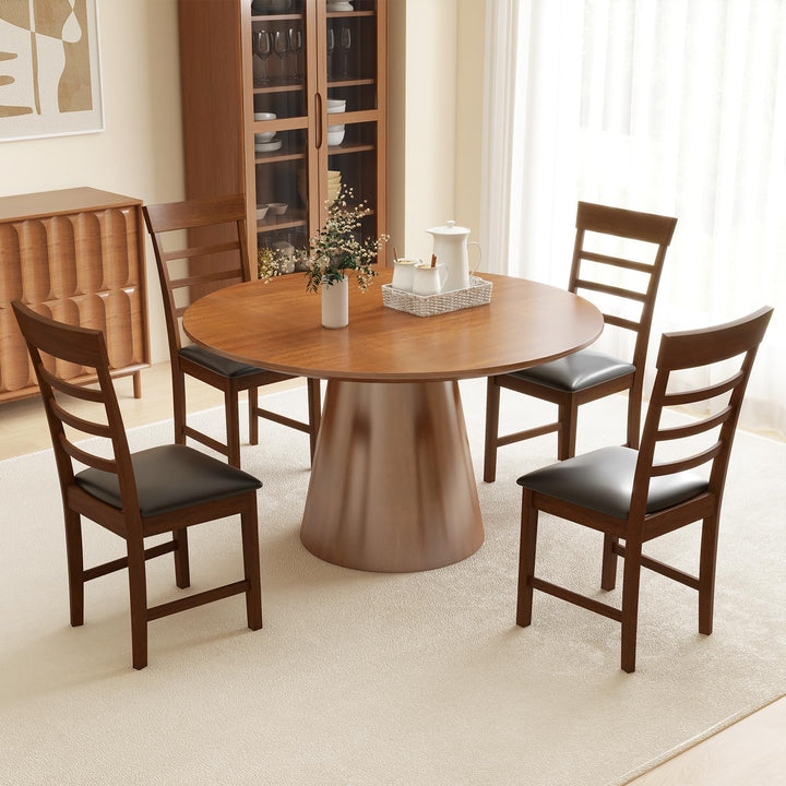 Giantex Wooden Dining Chairs Set of 2/4, PU Leather Upholstered Kitchen Chairs w/Rubber Wood Frame