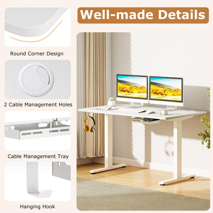 Giantex Electric Dual Motor Standing Desk | 48" x 30" Height Adjustable Sit Stand Computer Workstation w/3 Memory Height