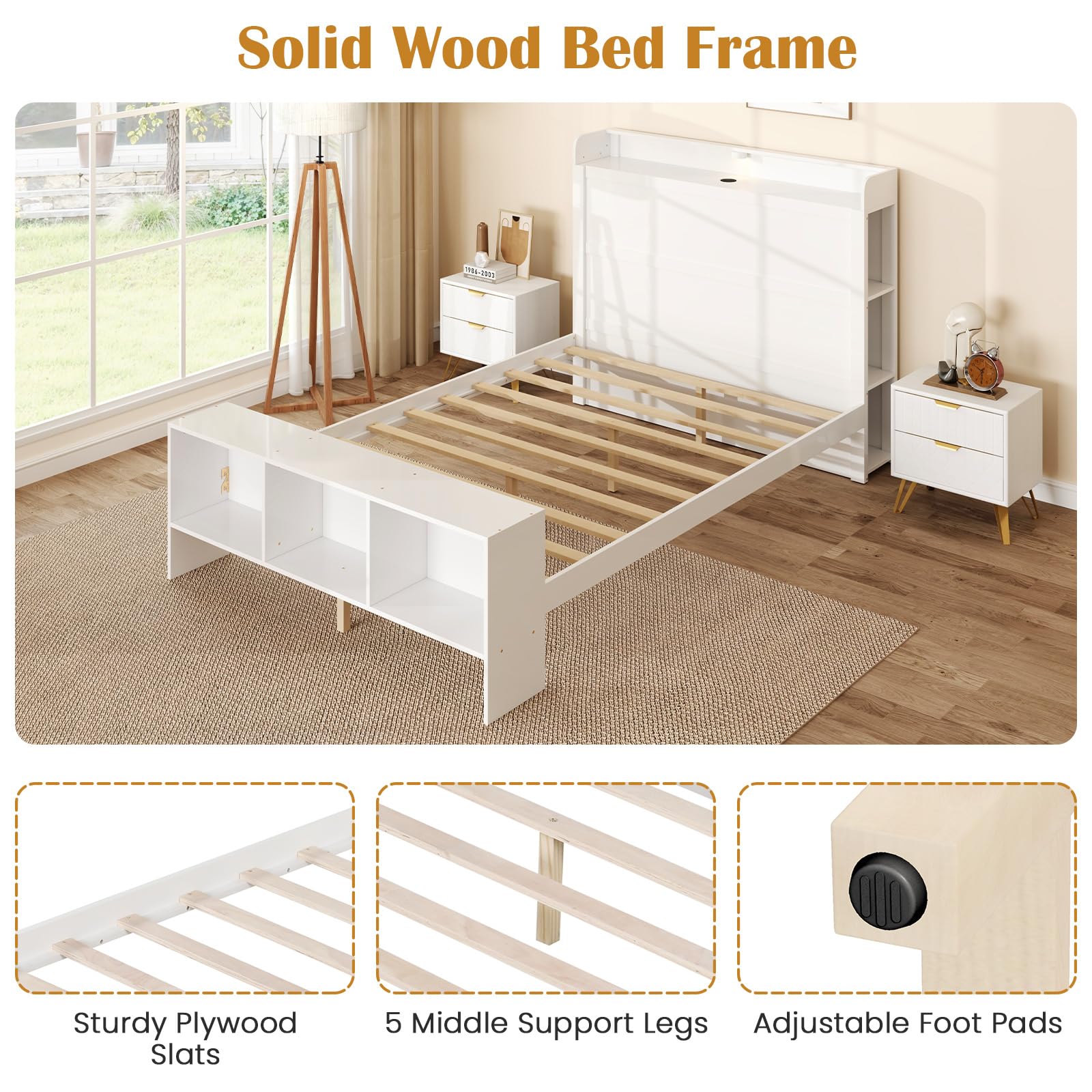 Giantex Bed Frame with Storage Headboard & Footboard