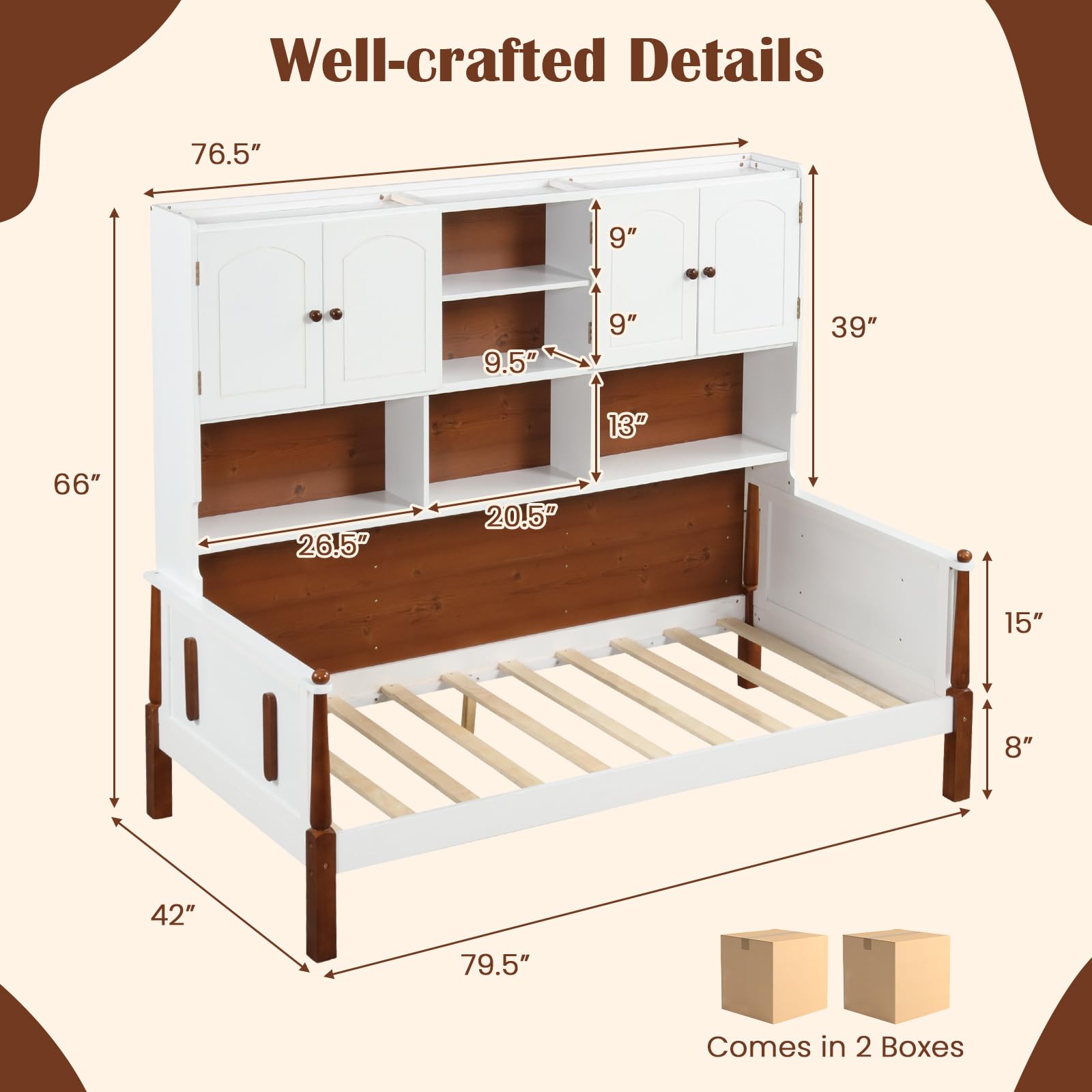 Giantex Wood Twin Bed with Storage