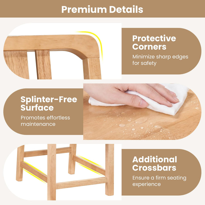 Giantex Rubber Wood Kitchen Chairs with Hollowed Backrest