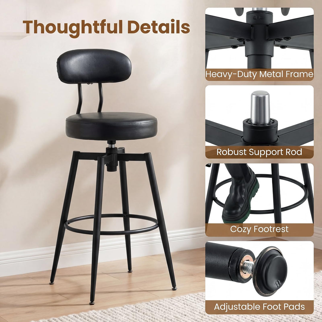 Giantex Swivel Barstools Set of 2/4 Faux Leather 31 Inch Bar Height Stools w/Upholstered Seat &amp; Back