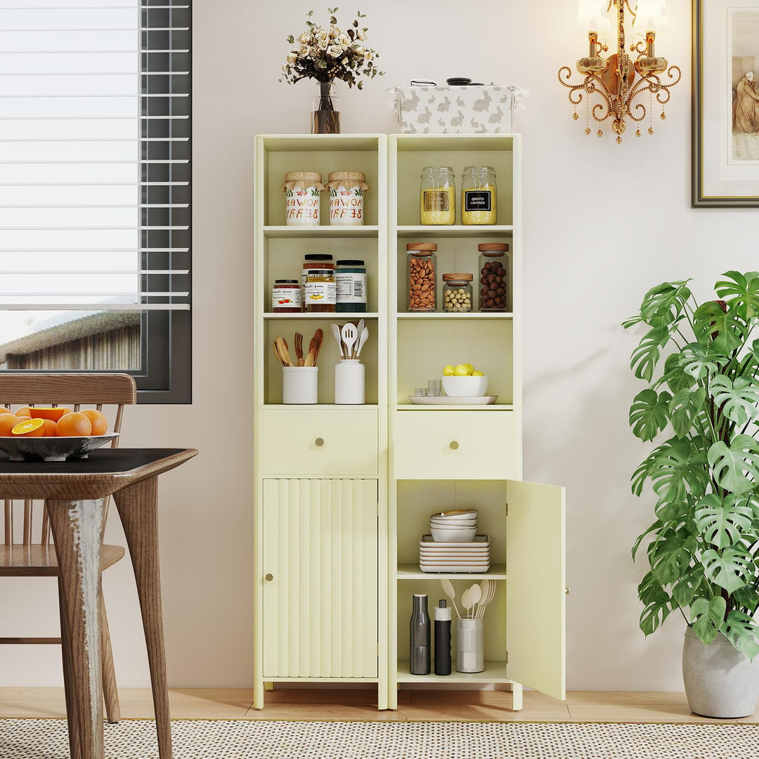 Giantex 67 Inch Tall Bathroom Cabinet, Narrow Floor Cabinet with Fluted Door