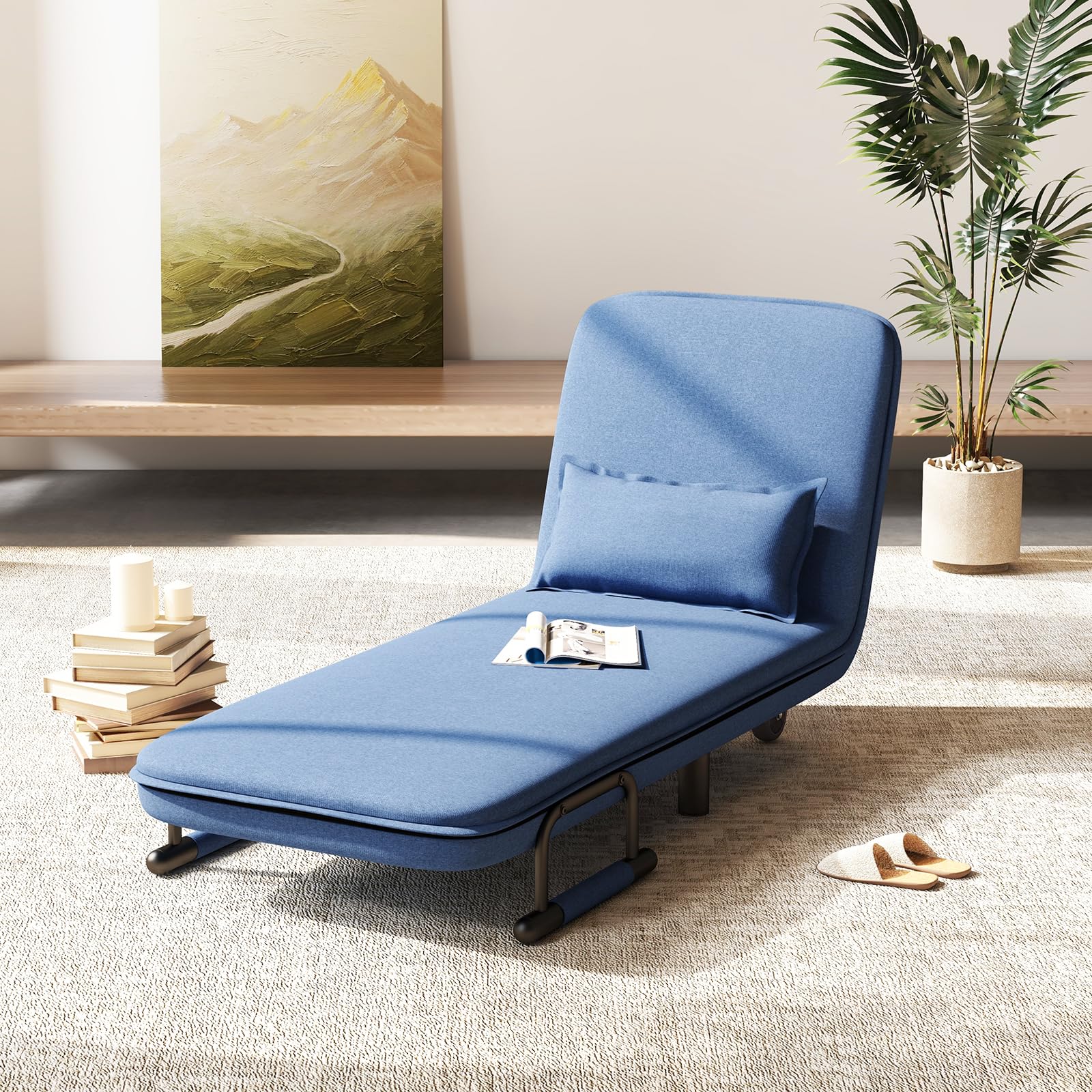 Giantex Convertible Sofa Bed, 3-in-1 Folding Sleeper Chair with 5-Position Adjustable Backrest, Wheels, 2 Legs