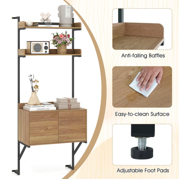 Giantex 71.5" Narrow Tall Wall Mounted Bookshelf with Storage Cabinet (1/2)