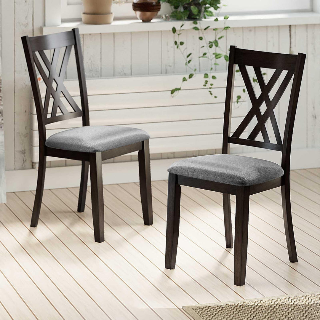 Giantex Linen Fabric Upholstered Wooden Dining Chair Set of 2/4 with Rubber Wood Frame for Dining Room