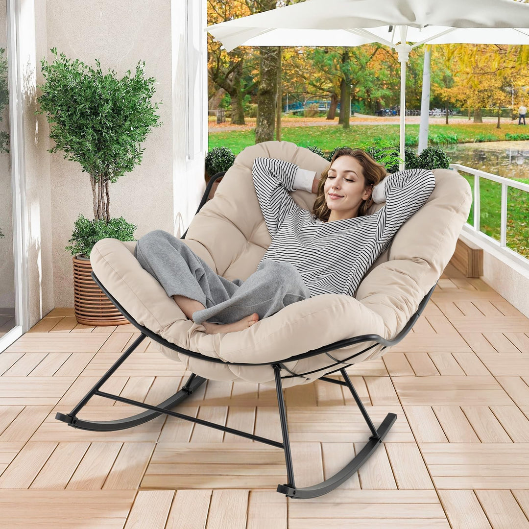 Giantex Indoor Oversized Egg Papasan Chair with Padded Cushion