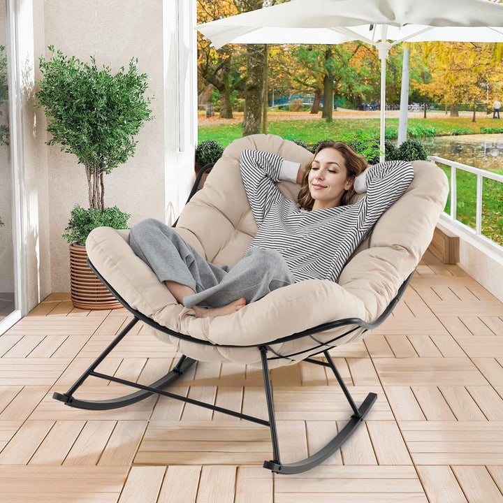 Giantex Indoor Oversized Egg Papasan Chair with Padded Cushion