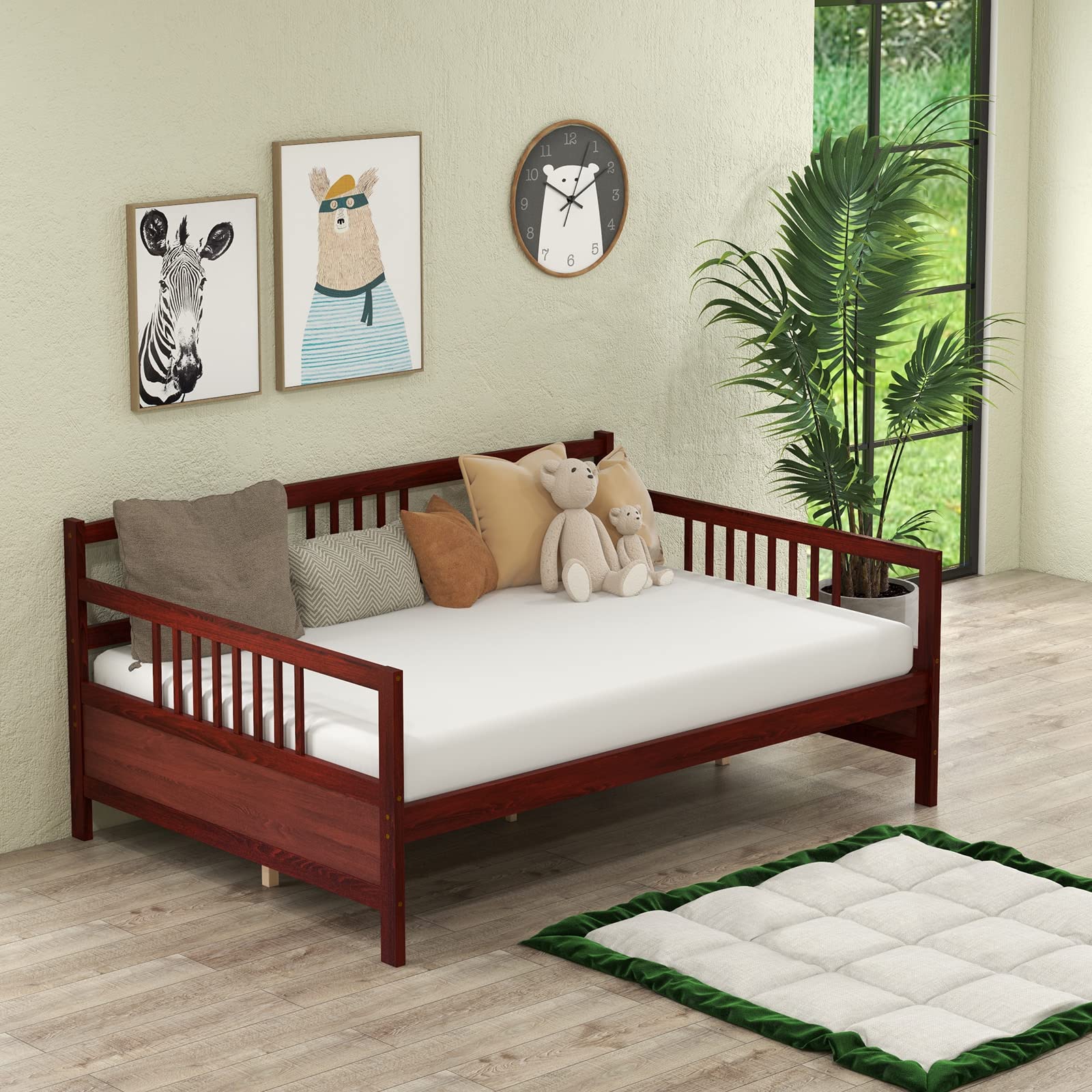 Giantex Full Size Daybed, Wooden Daybed Sofa Bed Frame with Wood Slat Support for Kids Teens (Full)