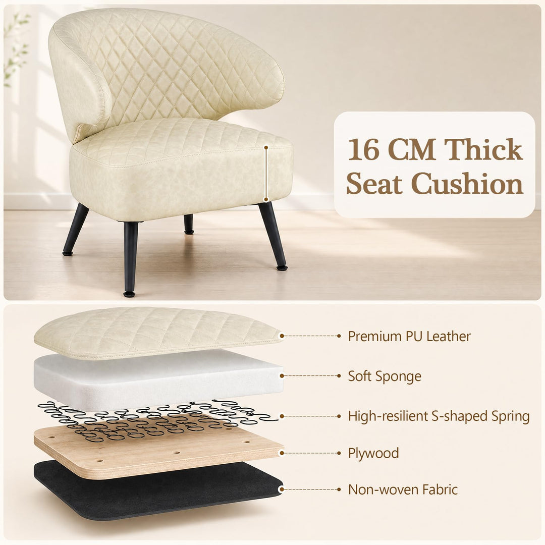 Giantex Mid Century Modern Accent Leather Upholstered Armchair with Robust Metal Legs (1/2)