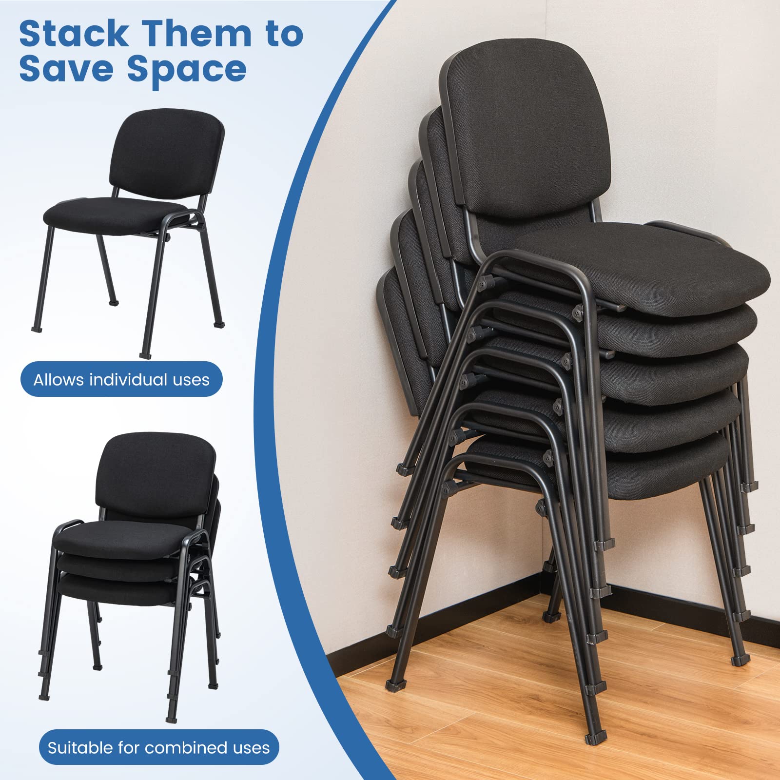 Giantex 10-Pack Conference Chair Set - Stackable Guest Chair with Metal Frame