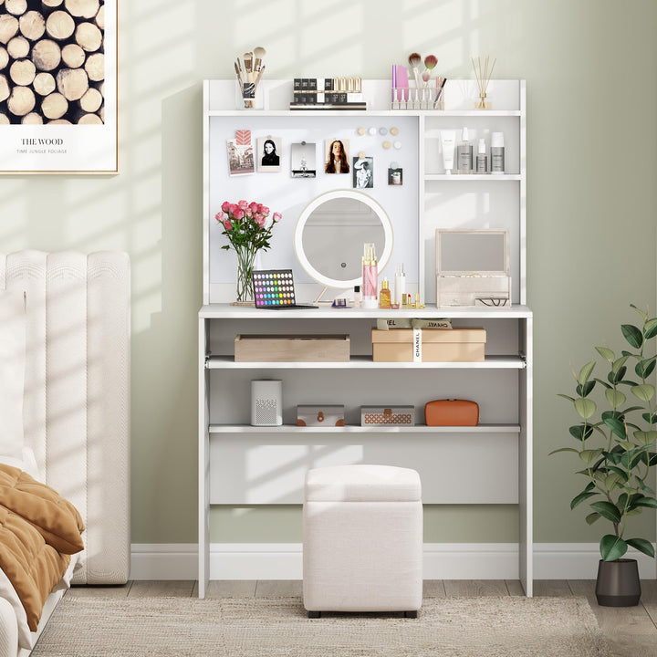 Giantex White Computer Desk with Hutch