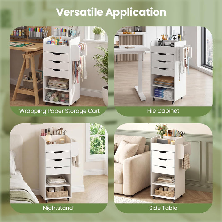 Giantex Craft Storage Cart - Utility Organizer Cart with 3 Drawers