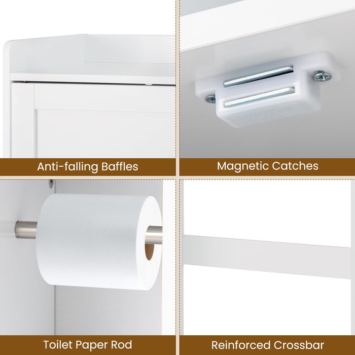 Giantex Over The Toilet Storage Cabinet Standing Toilet Rack with Sliding Door