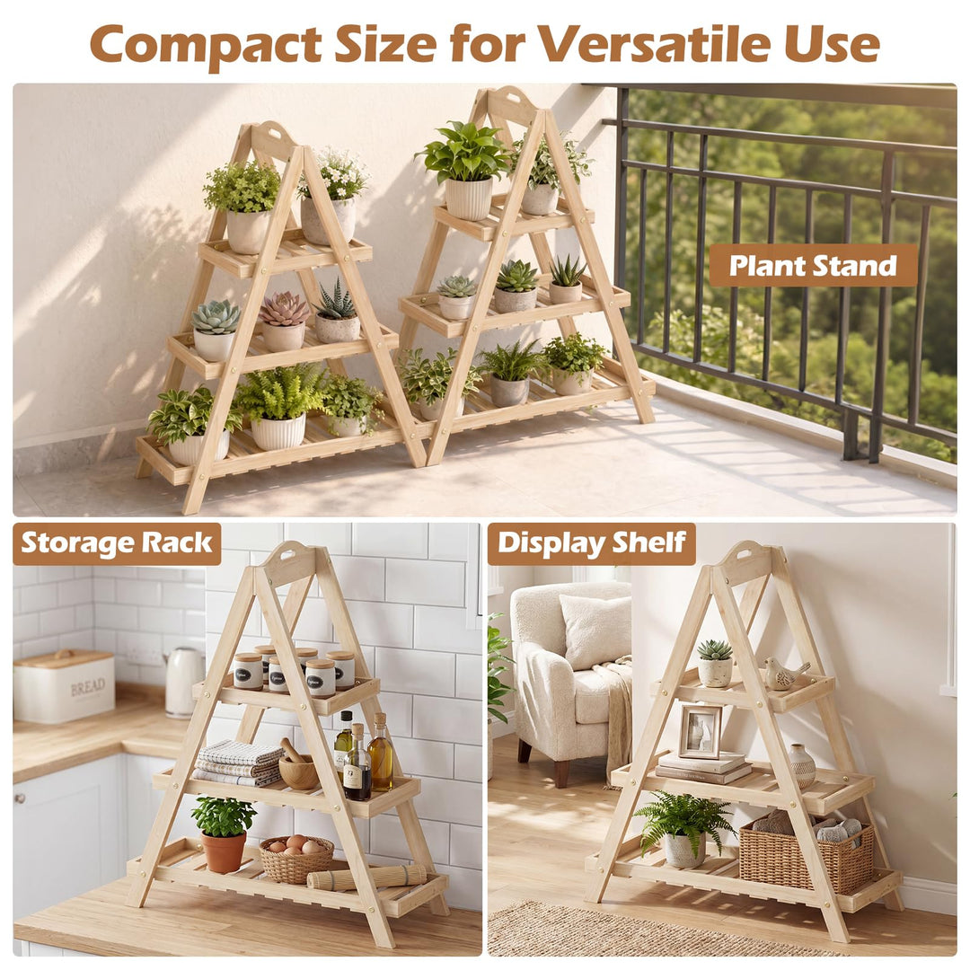 Giantex 3-Tier Plant Stand Indoor | 28.5" Wood Flower Pot Plant Display Shelf