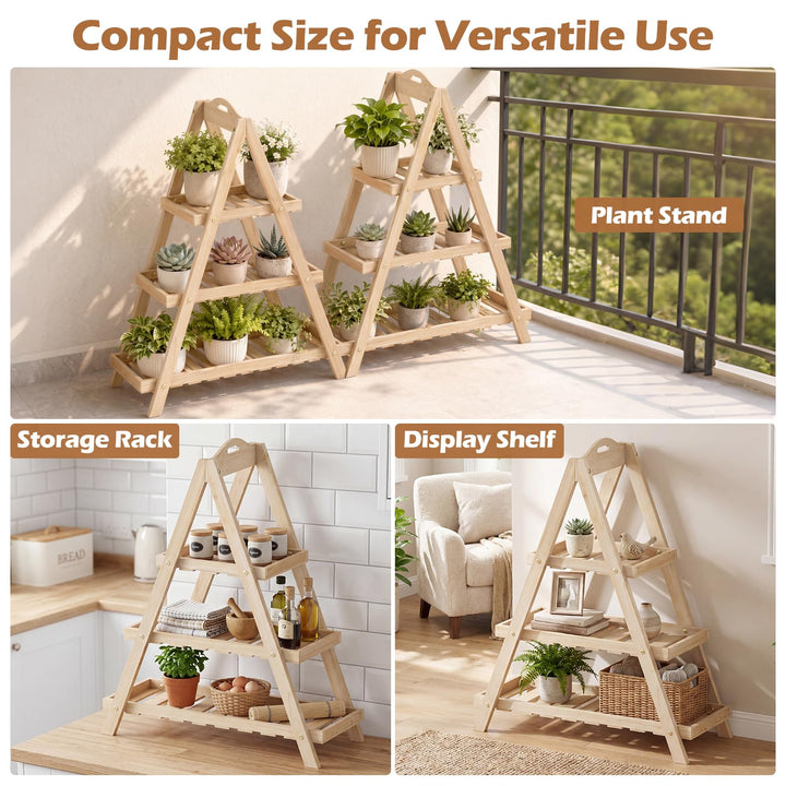 Giantex 3-Tier Plant Stand Indoor | 28.5" Wood Flower Pot Plant Display Shelf