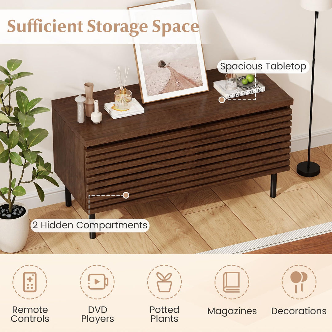 Giantex Mid Century Modern TV Stand for 40 Inch TV with 2 Hidden Compartments