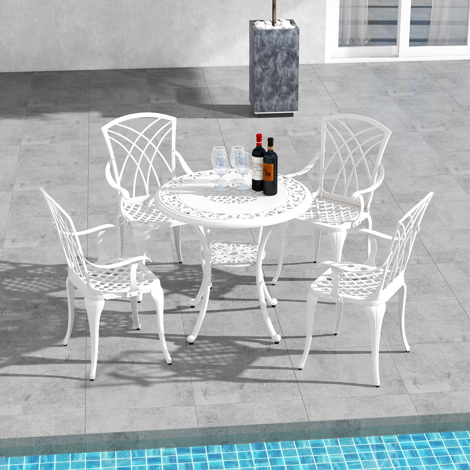 Giantex 5 Piece Patio Dining Set, All Weather Resistant Cast Aluminum Patio Furniture Set for 4