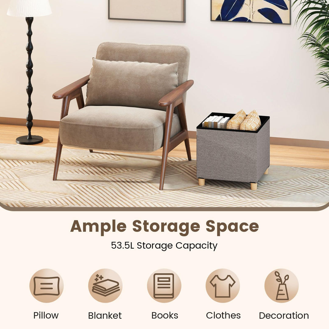 Giantex 18 Inches Ottoman with Storage and Rubber Wood Legs