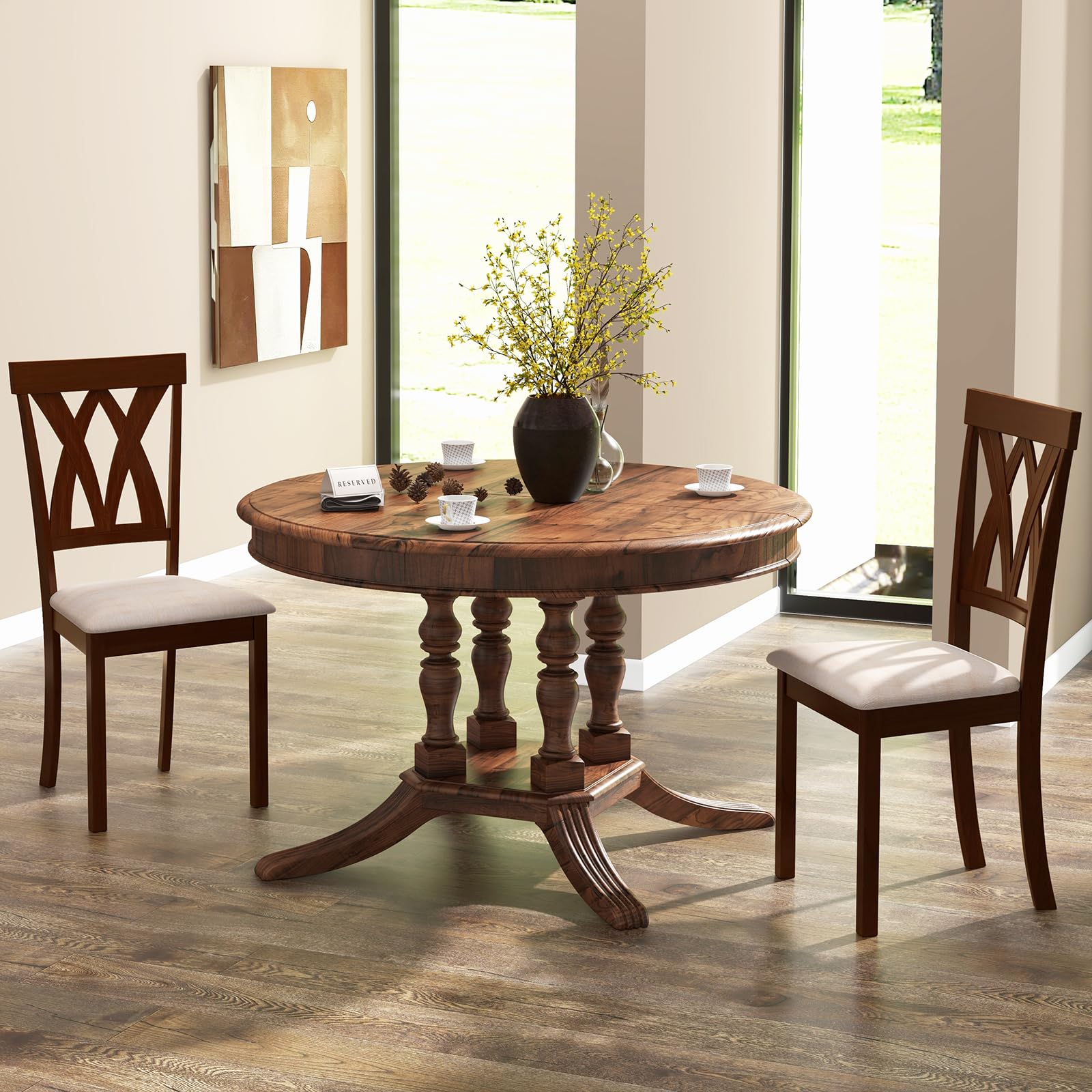 Giantex Wood Dining Chair, Wooden Kitchen Chairs with Upholstered Seat