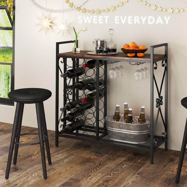 Giantex Wine Bar Table with 6 Glass Wine Glass Holder