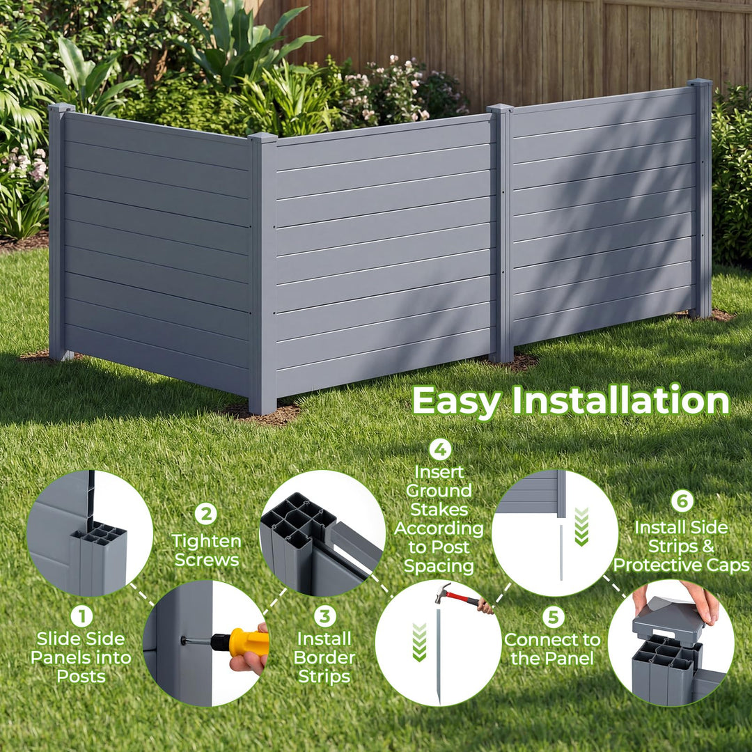 Giantex No-Dig Air Conditioner Fence with Metal Stakes 48''W x 36''H