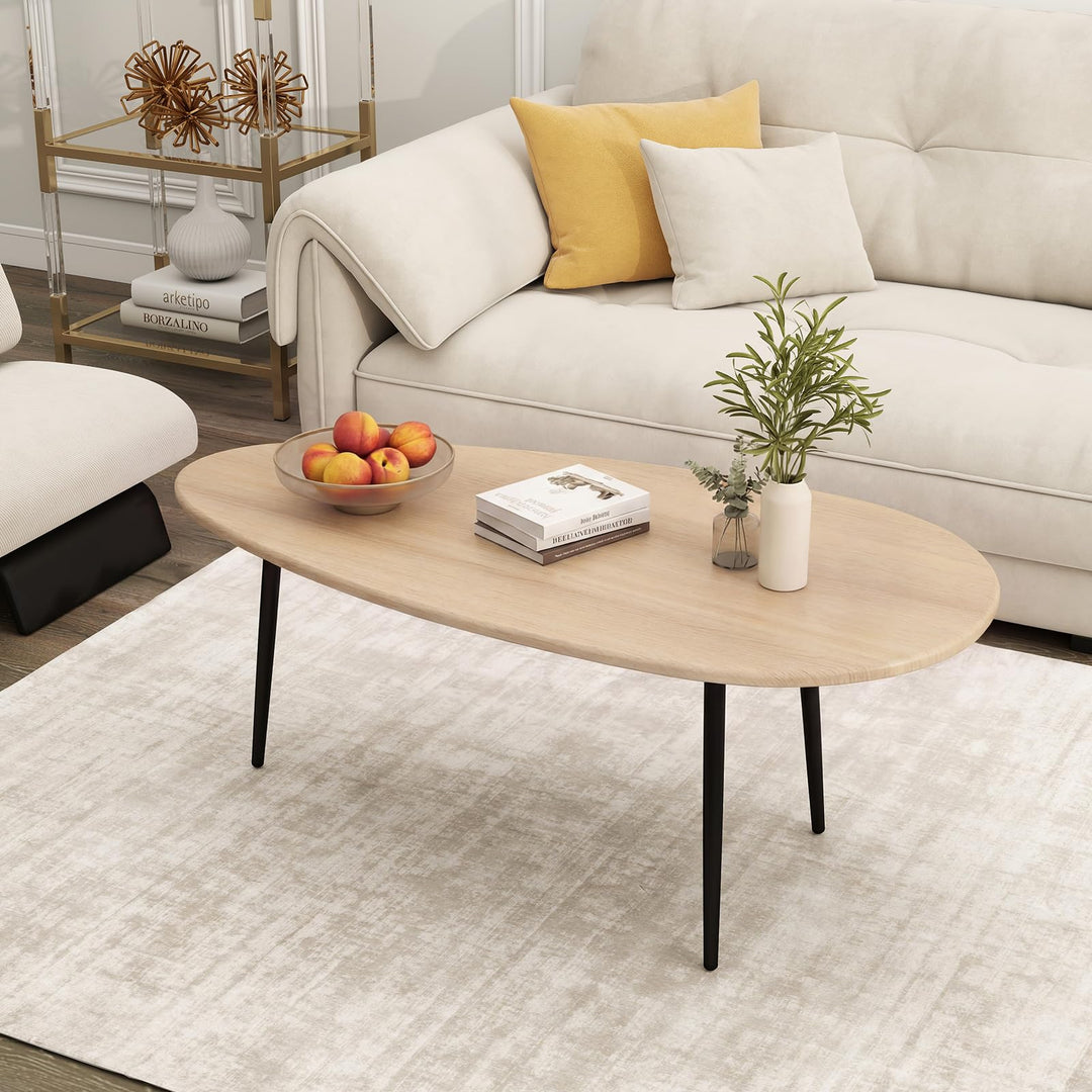 Giantex Oval Mid Century Modern Coffee Table Sturdy Metal Frame and Compact Design