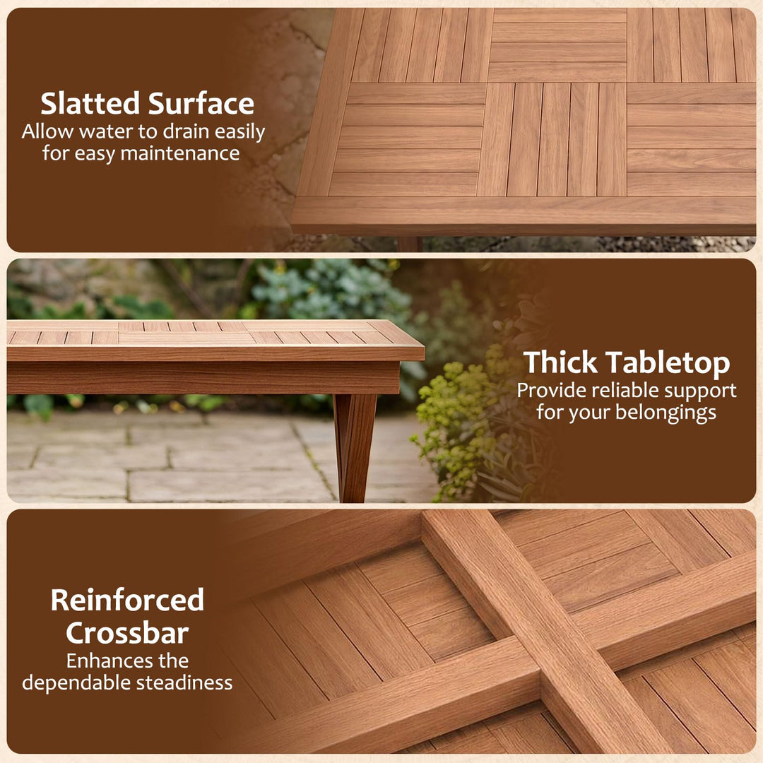 GIANTEX 31.5" Outdoor Teak Wood Coffee Table with X-Shaped Support Legs