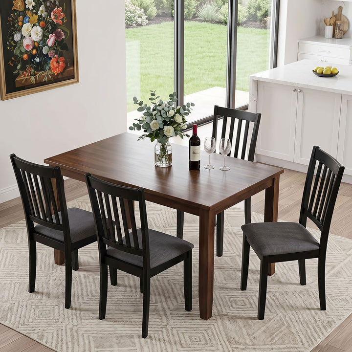 Giantex Modern Farmhouse Wood Slat-Back Kitchen Chairs w/Padded Seat (2/4)