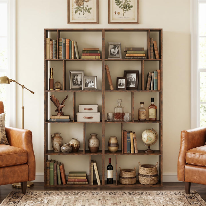 Giantex 6-Tier Bookshelf | 10-Cube Industrial Bookcase w/Open Back (1/2)