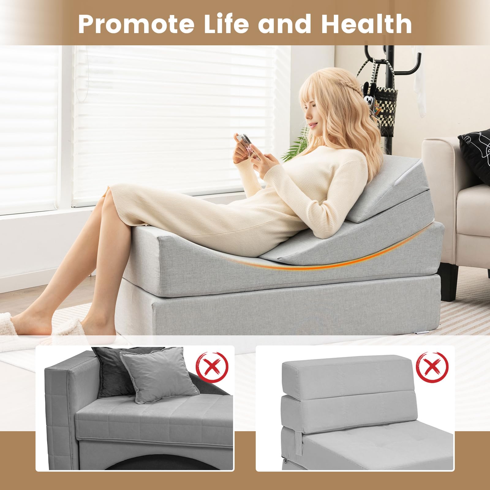Giantex Convertible Folding Sofa Bed, 4-in-1 Floor Futon Sleeper Chair with High-Density Foam
