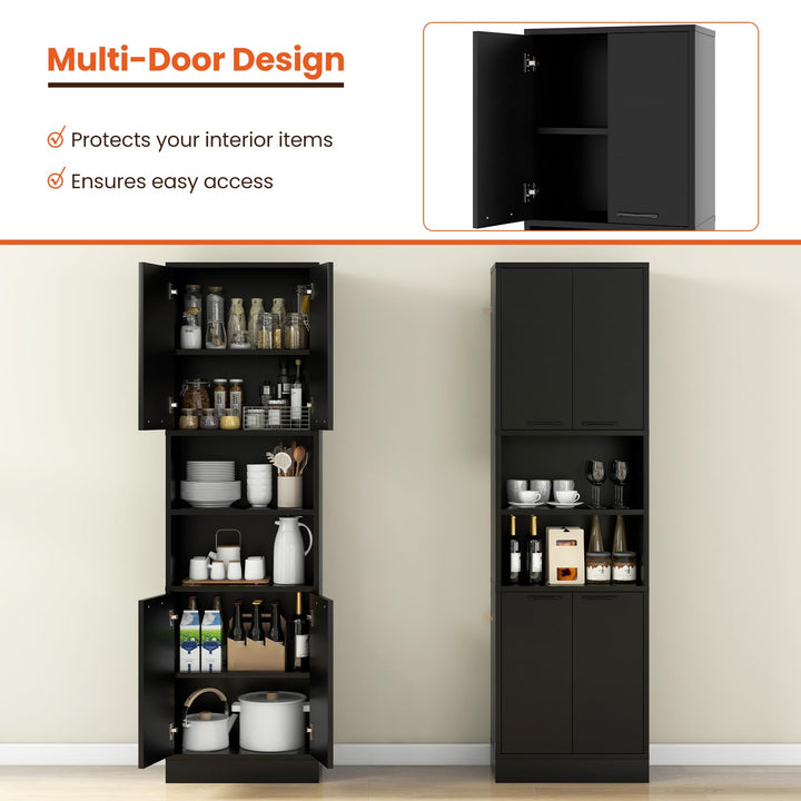 Giantex Kitchen Pantry Cabinet, 75” Tall Freestanding Cupboard with Doors & Shelves