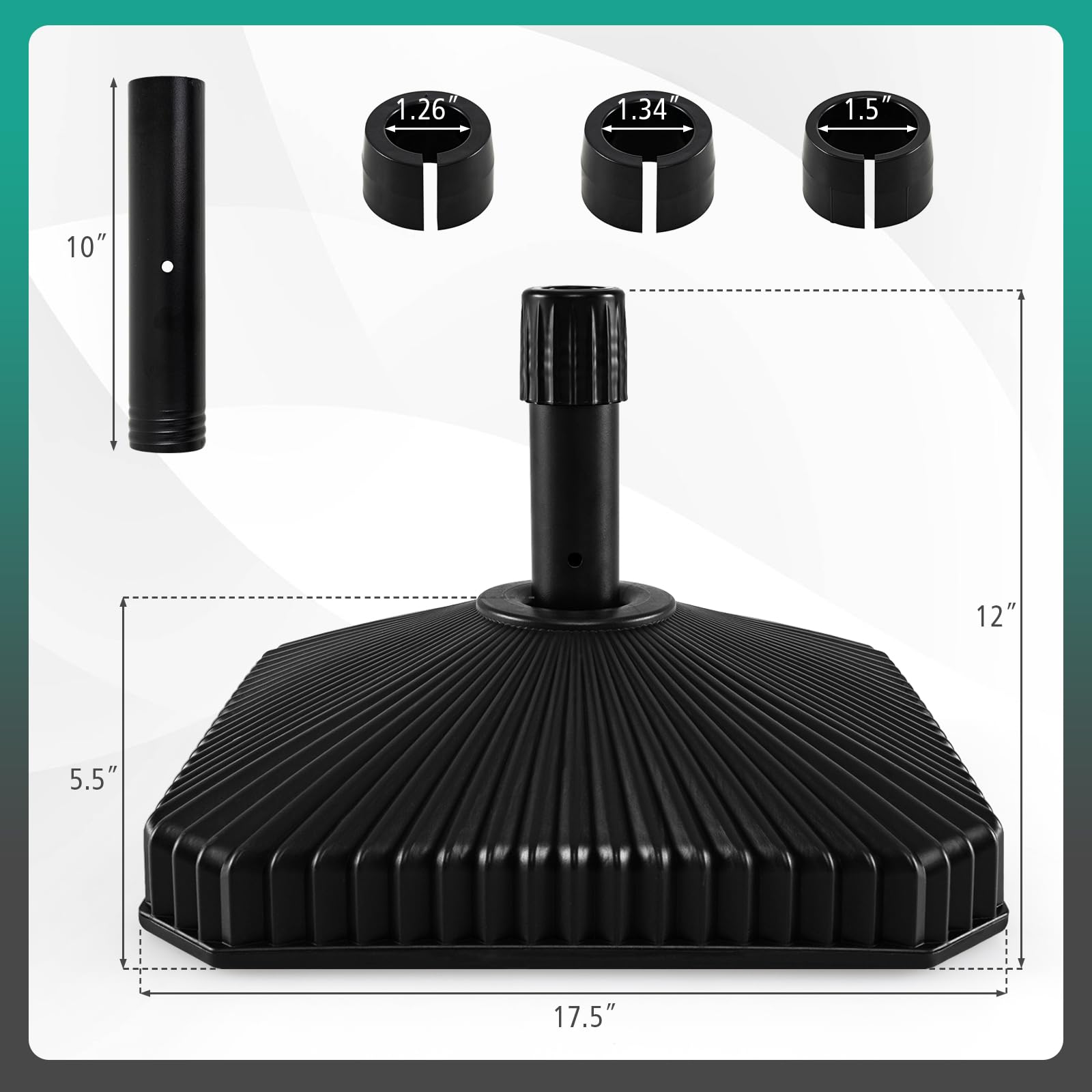 Giantex 44 lbs HDPE Square Fillable Umbrella Base