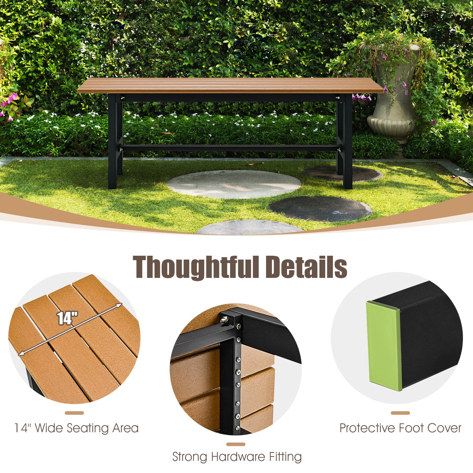 Giantex 2-Person Outdoor Bench Seat - Backless Patio Garden Bench