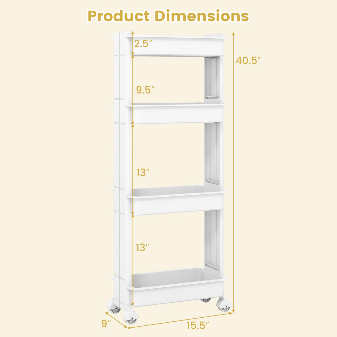 Giantex 4 Tier Slim Rolling Storage Cart for Kitchen
