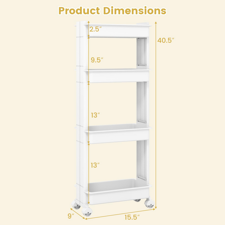 Giantex 4 Tier Slim Rolling Storage Cart for Kitchen