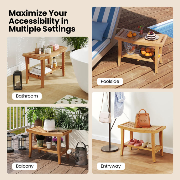 Giantex Teak Wood Shower Bench