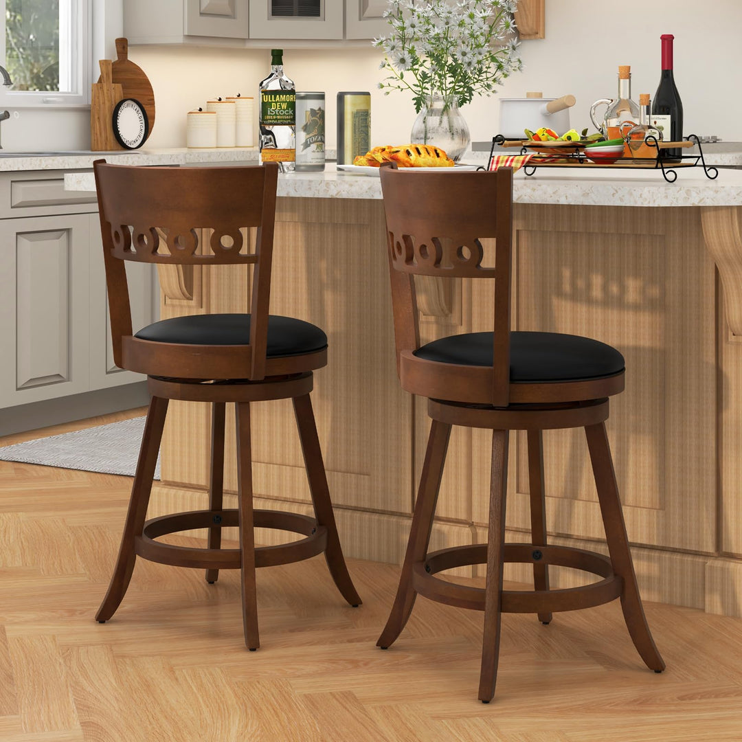 Giantex Swivel Bar Stools, Counter Height Bar Chairs with Back