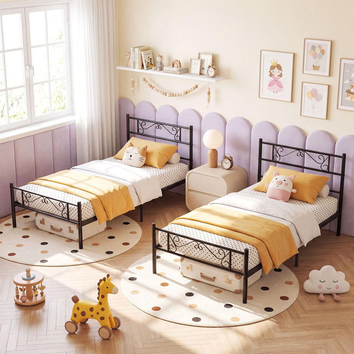 GIANTEX Twin Size Metal Bed Frame with Headboard &amp; Footboard