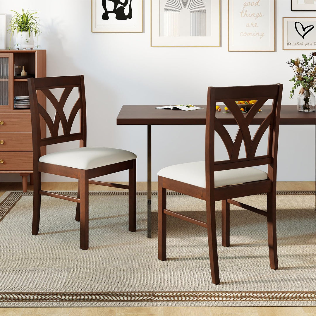 Giantex Wooden Dining Chairs Set of 2/4 Farmhouse Upholstered Kitchen Chairs