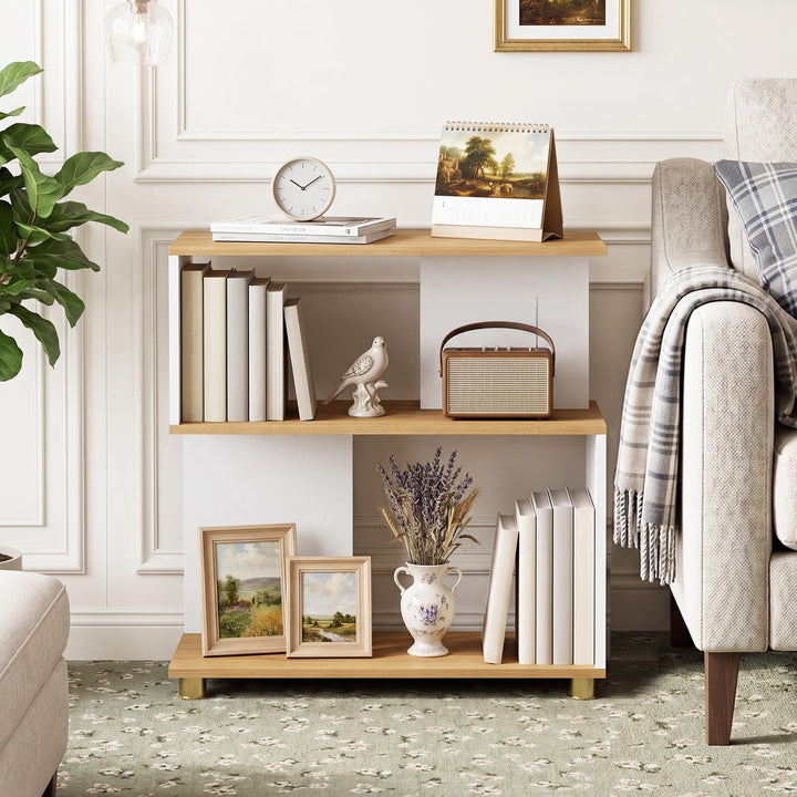 Giantex 3-Tier Geometric S Shaped Bookcase with Open Storage Shelves (1/2)
