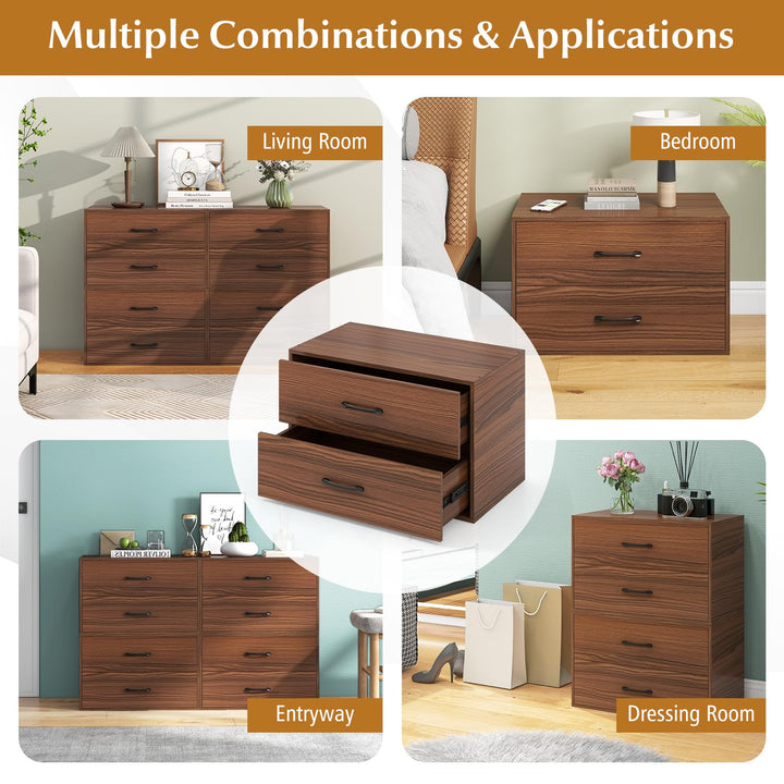 Giantex Dressers Stackable 2 Drawer Horiztonal Organizer W/Handles Dresser Tower, White