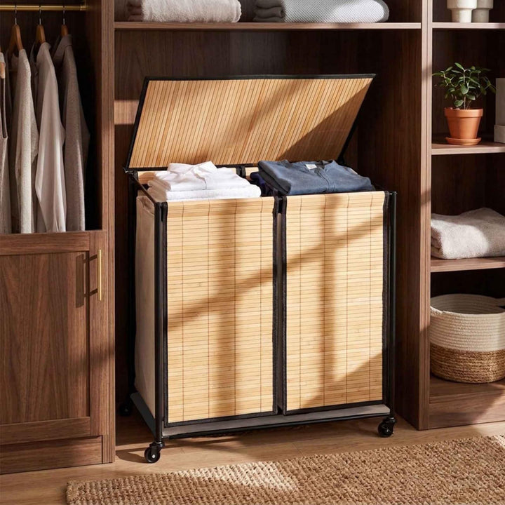 Giantex 2-Section Laundry Hamper with Lid for Bathroom